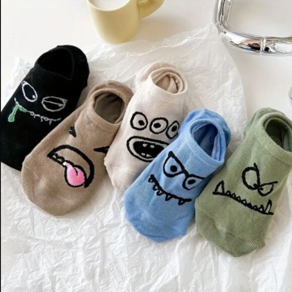 Funny face Socks, animated & Breathable Low Cut Ankle Socks, - Picture 1 of 5